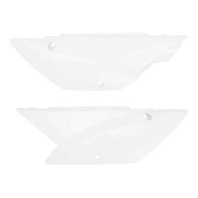 Plaques latérales Polisport type origine blanches Kawasaki KLX 110 10-26