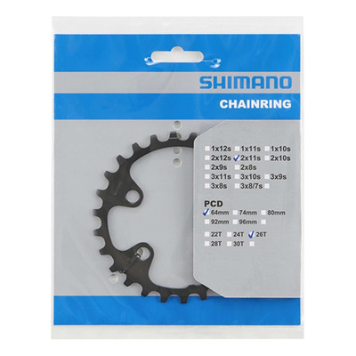 Plateau VTT Shimano Deore 26 dents Double Plateaux Intérieur 4 branches