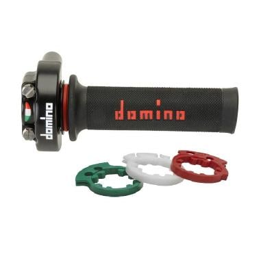 Poignée de gaz Domino XM2 avec revêtement noir/rouge