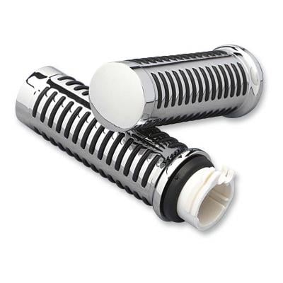 Poignées Drag Specialties grip effet joint torique tirage à câble Twin-Cam 99-17 chrome