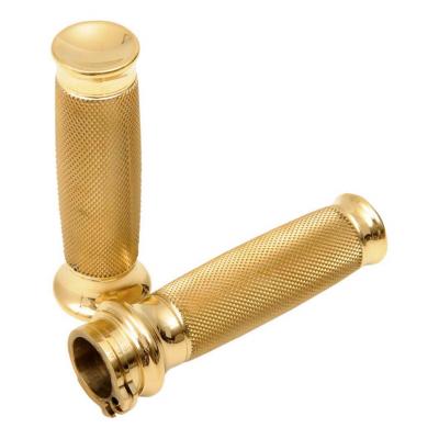 Poignées Todd’s Cycle grip vice laiton moleté tirage câble Twin-Cam 99-17 or