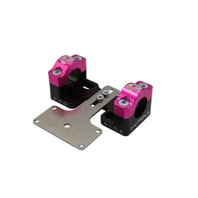 Pontets rigidificateurs alu noir/rose KRM Pro ride alu pour guidon Ø28.6mm