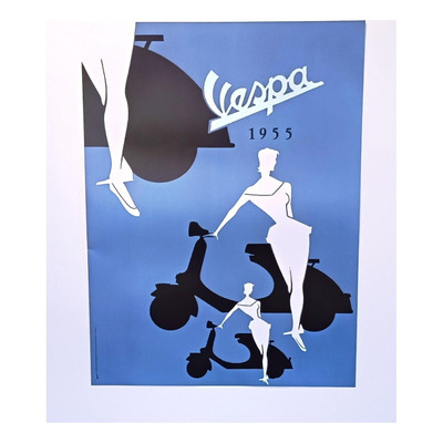 Poster Vespa 1955 bleu 600x800mm