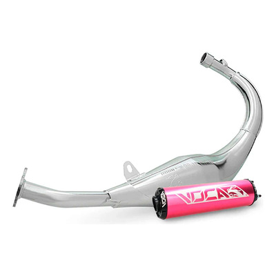 Pot d'échappement Voca Chromé silencieux alu noir embouts roses Minarelli AM6