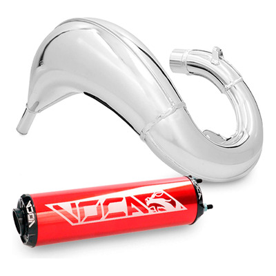 Pot d’échappement Voca Cross Chromed 50/70cc alu rouge Rieju MRT