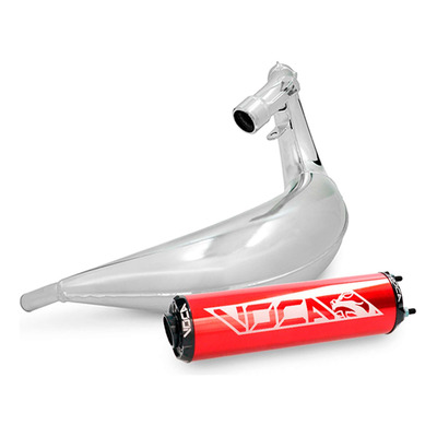 Pot d’échappement Voca Cross Chromed 50/70cc alu rouge Derbi Senda