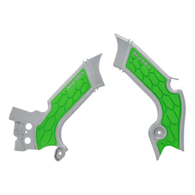 Protections de Cadre ACERBIS X-GRIP Gris Argent / Vert – Kawasaki 250 KX / KX-X 21-24
