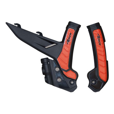 Protections de Cadre Rtech Bi-Matière Noir / Orange pour KTM SX/SXF 23-24