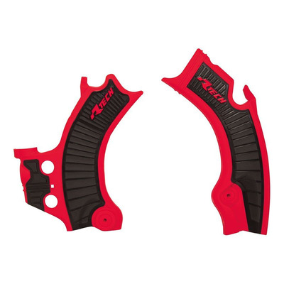 Protections de Cadre Rtech Bi-Matière Rouge / Noir pour Honda 450 CRF 21-24