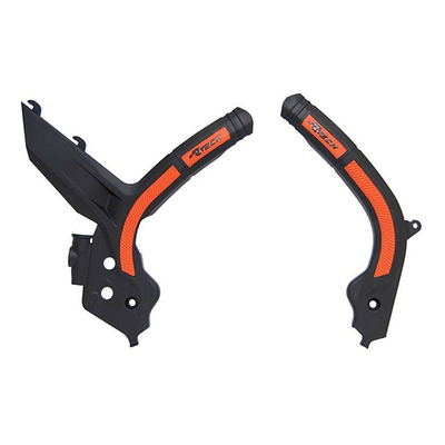 Protections de cadre Rtech bi-matières Noir/Orange KTM SX/SXF 19-22