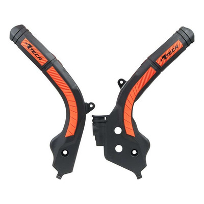 Protections de cadre Rtech bi-matières Noir/Orange KTM SX/SXF 16-18