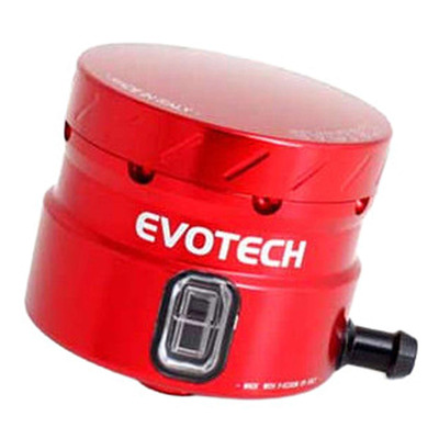 Réservoir de liquide de frein avant Evotech sortie horizontale avec hublot 30 ml rouge