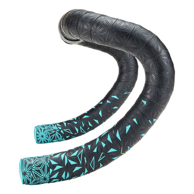 Ruban de cintre Supacaz Super Sticky Kush Star Fade noir/bleu turquoise + bouchons