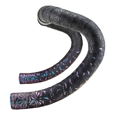 Ruban de cintre Supacaz Super Sticky Kush Star Fade noir/néochrome + bouchons