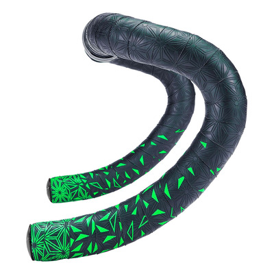 Ruban de cintre Supacaz Super Sticky Kush Star Fade noir/vert + bouchons