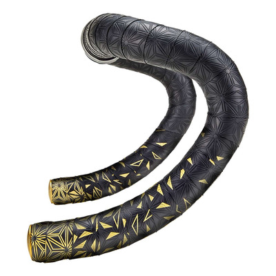 Ruban de cintre Supacaz Super Sticky Kush Star Fade noir/or + bouchons