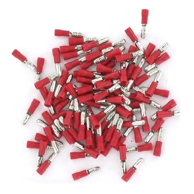 Sachet de 100 cosses ronde isolée mâle section de fil 0.25 à 1.5mm2 fiche Ø 4mm