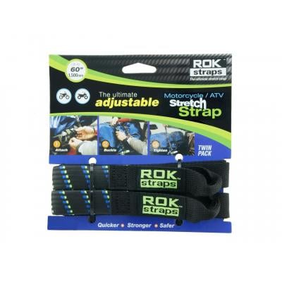 Sangles à clips Rok Stretch noires / bleues 150 cm