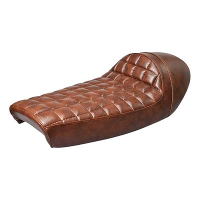 Selle Brazoline Scrambler/cafe racer marron coutures quadrillages marrons