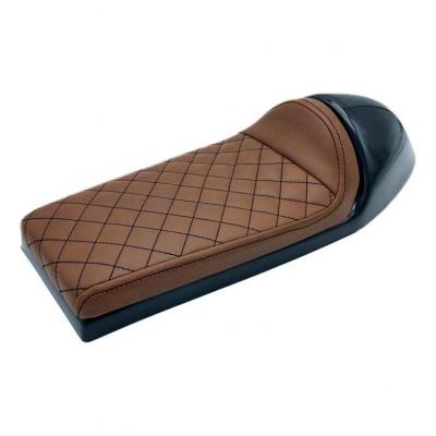 Selle café racer C. Racer SCR1FC marron foncé coutures horizontales noires
