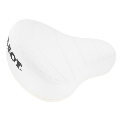 Selle Peugeot 103 blanche avec marquage noir