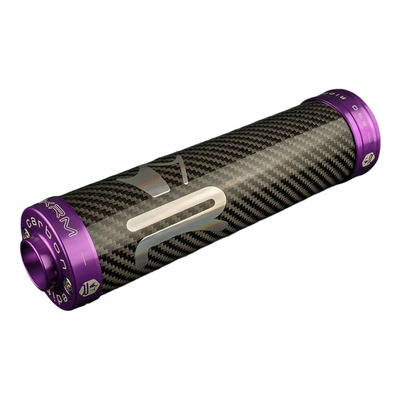 Silencieux d’échappement en Carbone holographique et violet KRM Pro Ride 70-90cc