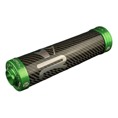 Silencieux d’échappement en Carbone holographique et vert KRM Pro Ride 70-90cc