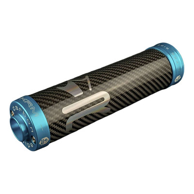 Silencieux d’échappement en Carbone holographique et turquoise KRM Pro Ride 70-90cc