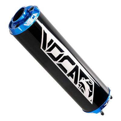 Silencieux Voca Racing alu noir embout de sortie anodisée bleu moto 50 cc