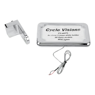 Support de plaque vertical éclairage de plaque Cycle Visions Harley Davidson Dyna 08-17 chrome