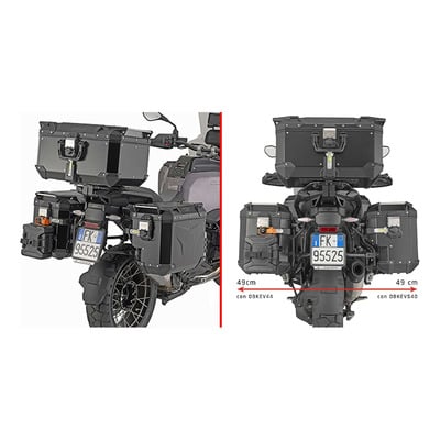 Supports valises Givi ONE-FITPLO Monokey Cam-Side Trekker passage échappement 1300 GS ADV 2025