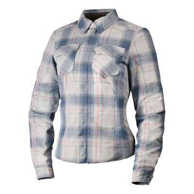 Surchemise moto femme Icon Fallblock Flannel™ Woman gris/blanc