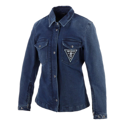 Surchemise moto femme Von Dutch x Helstons Pussycat bleu dirty