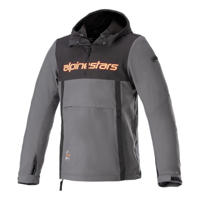 Sweat à capuche moto Alpinestars Sherpa noir/gris/rouge fluo