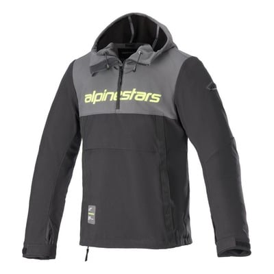 Sweat à capuche moto Alpinestars Sherpa gris/noir/jaune fluo
