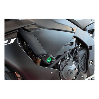 Tampons de protection Evotech Defender verts Yamaha YZF-R1 15-25