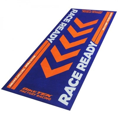 Tapis de garage BikeTek Serie 4 KTM Race Ready bleu/orange 190x80cm