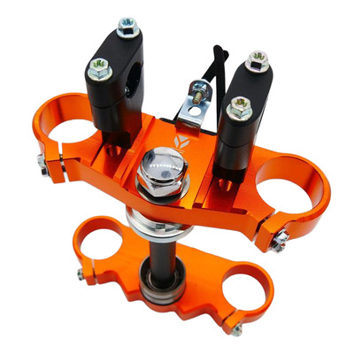 Té de Fourche Complet YCF Orange avec Pontets 1 Vis - Ø 45 / 48mm Largeur 160mm