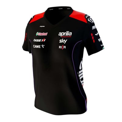 Tee-Shirt femme Ixon Aprilia Racing 2024 noir/rouge fluo