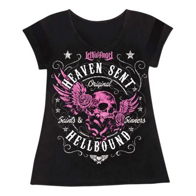 Tee-shirt femme Lethal Threat Heaven Sent noir/rose/blanc