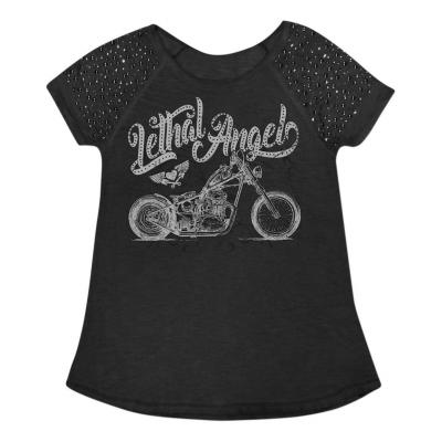 Tee-shirt femme Lethal Threat Moto Lethal angel strass noir
