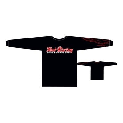 Tee-shirt manches longues enfant Bud Racing Flame noir/rouge 8 ans