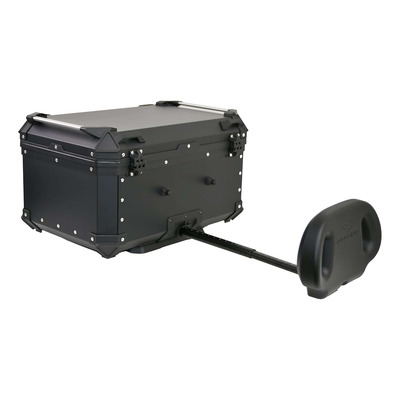Top case aluminium Coocase X1 Series 65 noir avec platine dosseret ajustable
