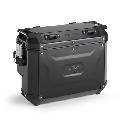 Valise droite aluminium noir Kappa K'Voyager 33L dégagement d'échappement
