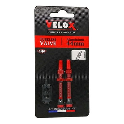 Valves tubeless Velox Presta aluminium 44mm rouge (x2)