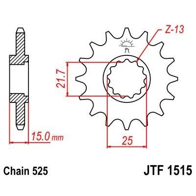 Pignon JT Sprockets Acier pas 525 15 dents - Pour Kawasaki ZX-6R 95-97