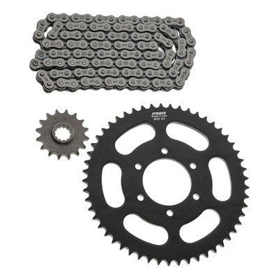 Kit chaîne EK/PBR 16x53-134m chaîne 428 DEH acier couronne acier Suzuki DR 125 S 85-88