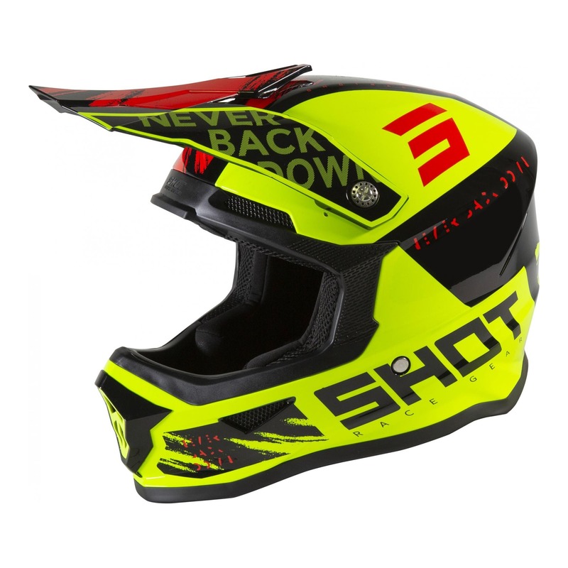 Casque cross enfant Shot Furious Draw brillant jaune fluo/noir/rouge-