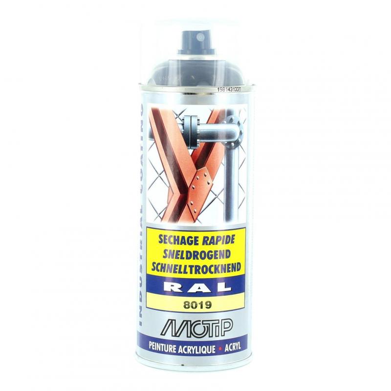 Bombe peinture Gris brun brillant acrylique RAL 8019 Motip 400 ml M07035
