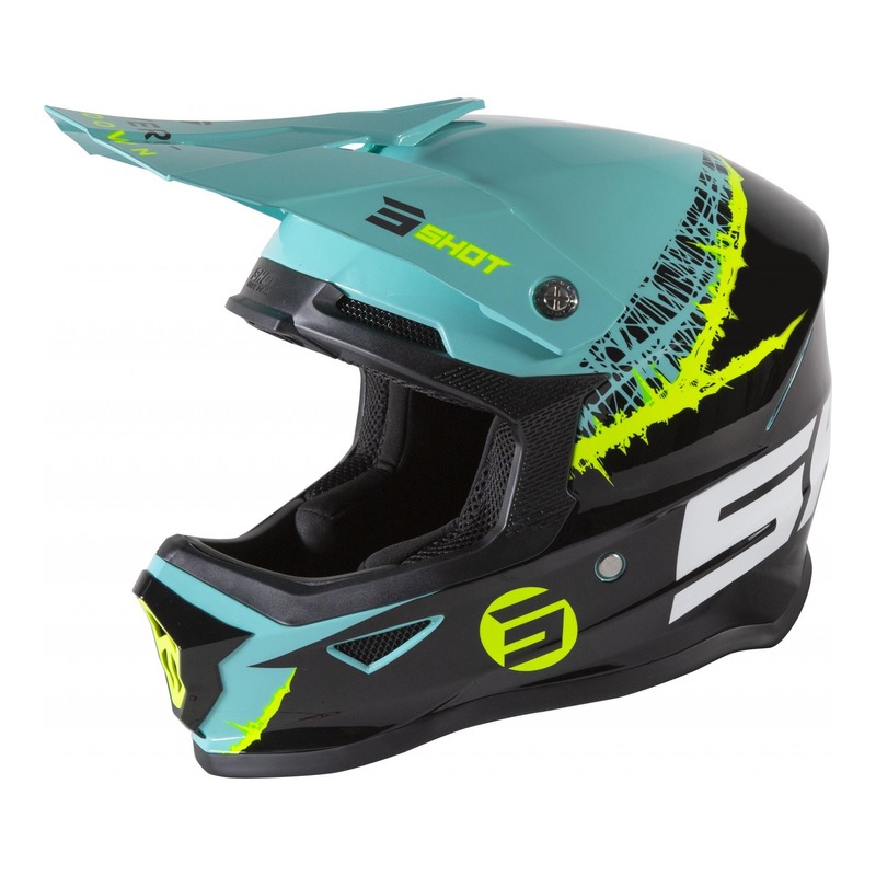 Casque cross enfant Shot Furious Storm brillant gris/vert/jaune fluo-
